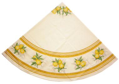 French Round Tablecloth Coated (Menton, lemons. white)